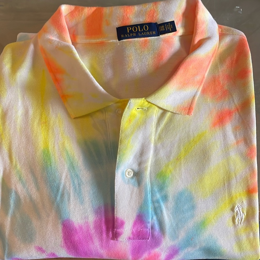 Cotton Polo, 1 of a kind ready for Dead Shows! Bright rye dye colors!